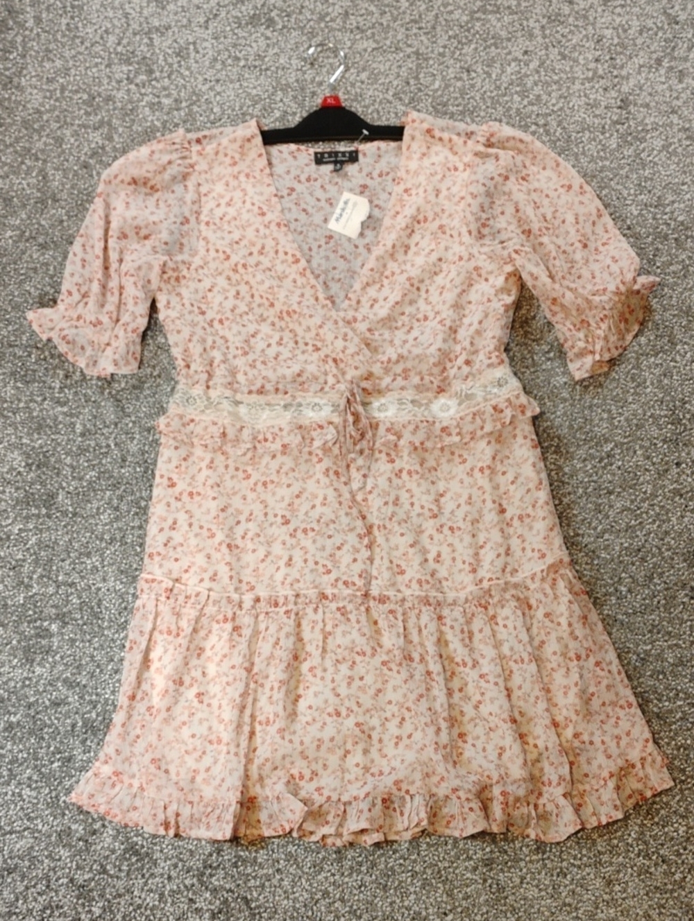 Trixxi Cream Dress with Coral Floral Print